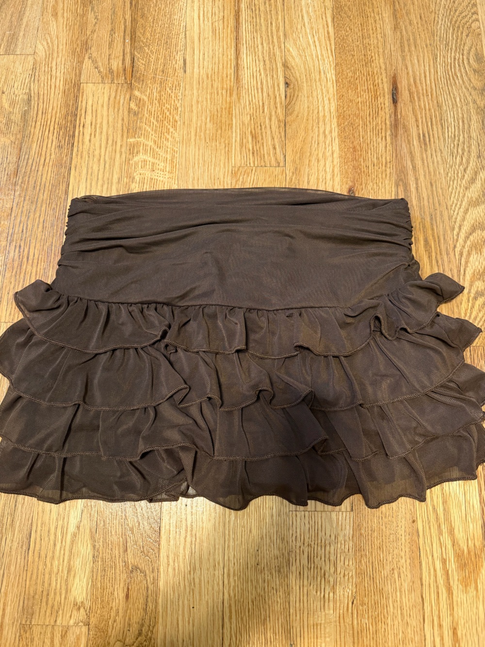 Ruffled Tiered Mini Skirt - Brown